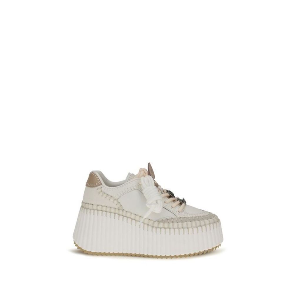Chloé White Calf Leather Bos Taurus Platform Women's Sneakers